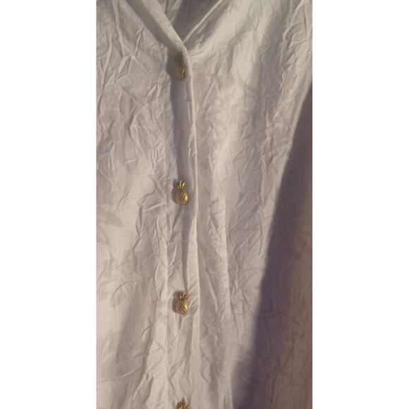 NWT Liz Claiborne White Button Up Tunic Top Pineapple Buttons Women's Small - Picture 3 of 7